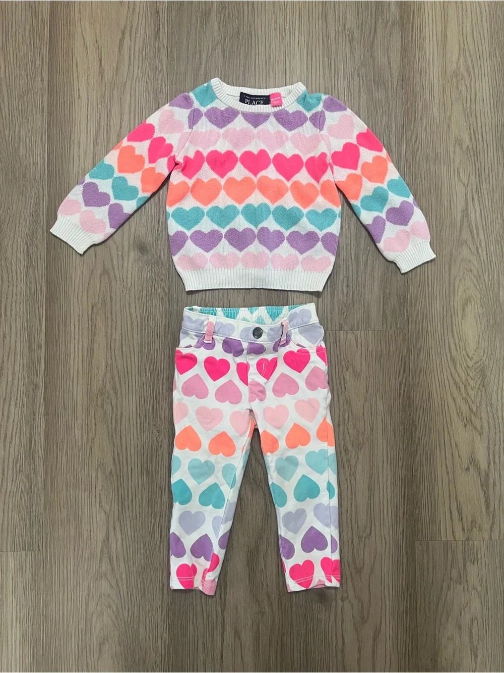 The Children’s Place Y2K Heart Print Sweater & Jeggings Set 18-24M